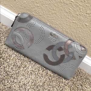 Coach leather zip around wallet